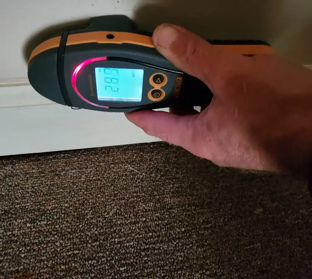 Moisture detection at baseboard during Burst Pipe Cleanup in Folcroft